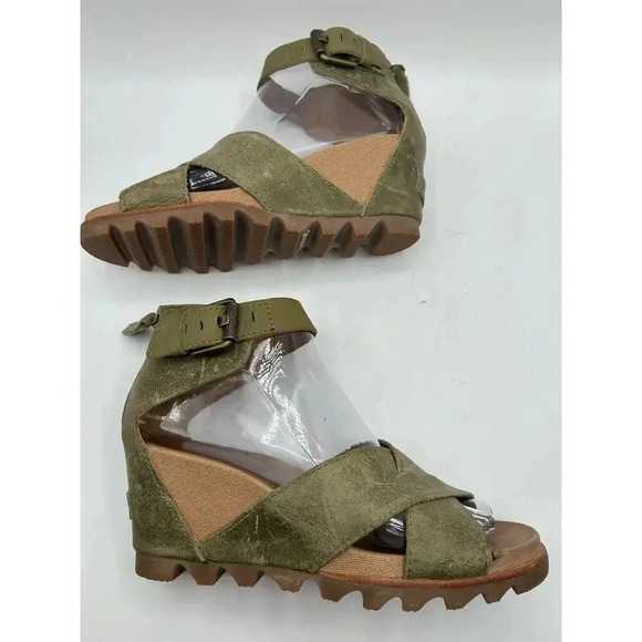 Sorel Women's Joanie II Ankle Strap sandal wedge platform  olive green size 7 - Picture 4 of 12